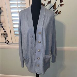 LOFT Soft Blue Cardigan with Button Detail